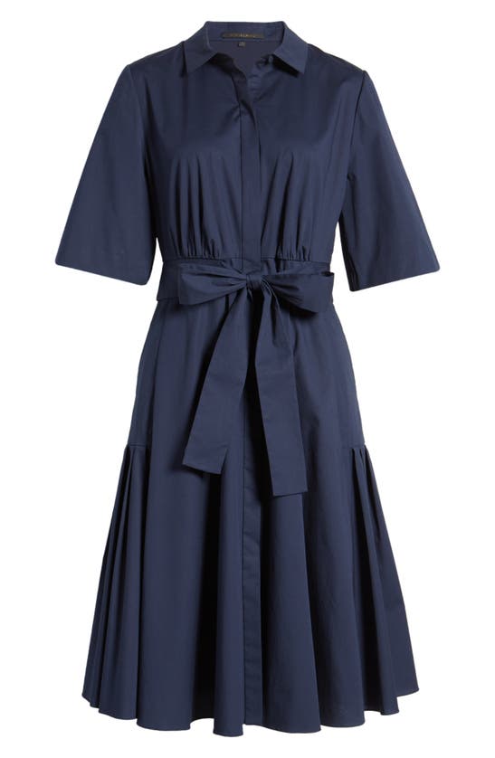 Shop Kobi Halperin Tiffany Ruffle Hem Tie Waist Shirtdress In Midnight Blue