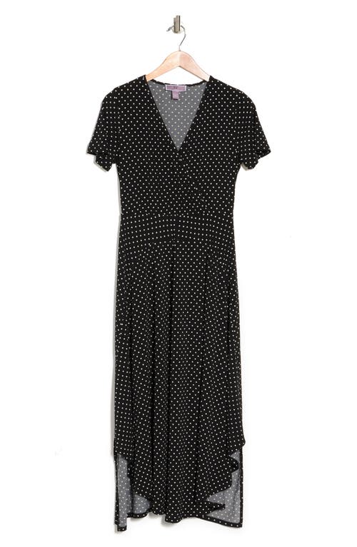 Love By Design Colette Double Layer Maxi Dress In Black/white Micro Dot
