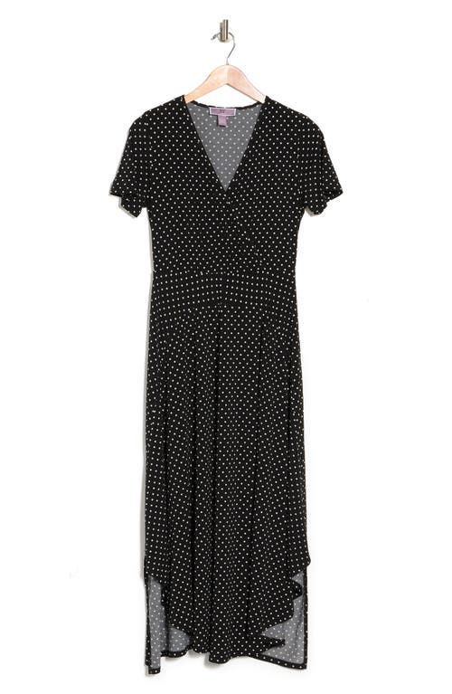 Shop Love By Design Colette Double Layer Maxi Dress In Black/white Micro Dot