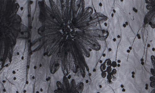 Saachi Sheer Floral Bell Sleeves Tie Front Top In Black