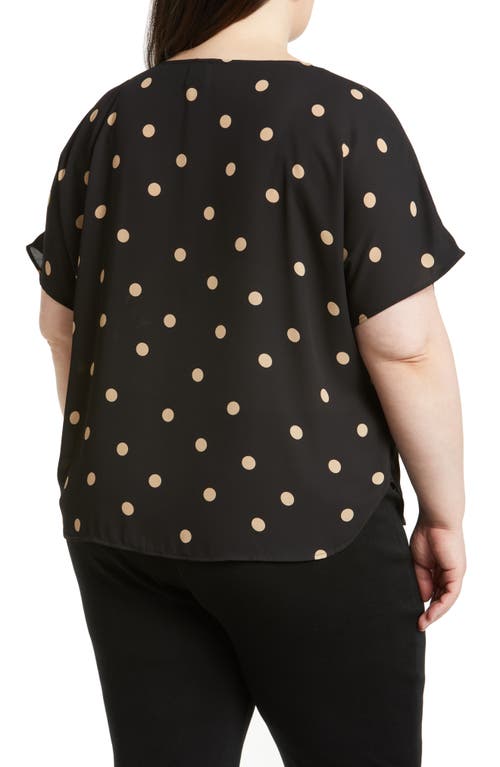 Anne Klein Polka Dot Blouse In Anne Black/ Latte