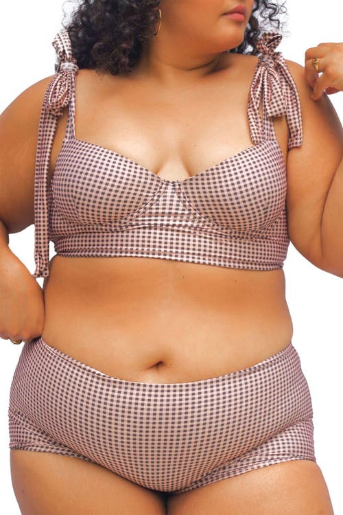 Mary Mercedes Women's Neutrals Emma Swim Shorts, Gingham Print In Gingham