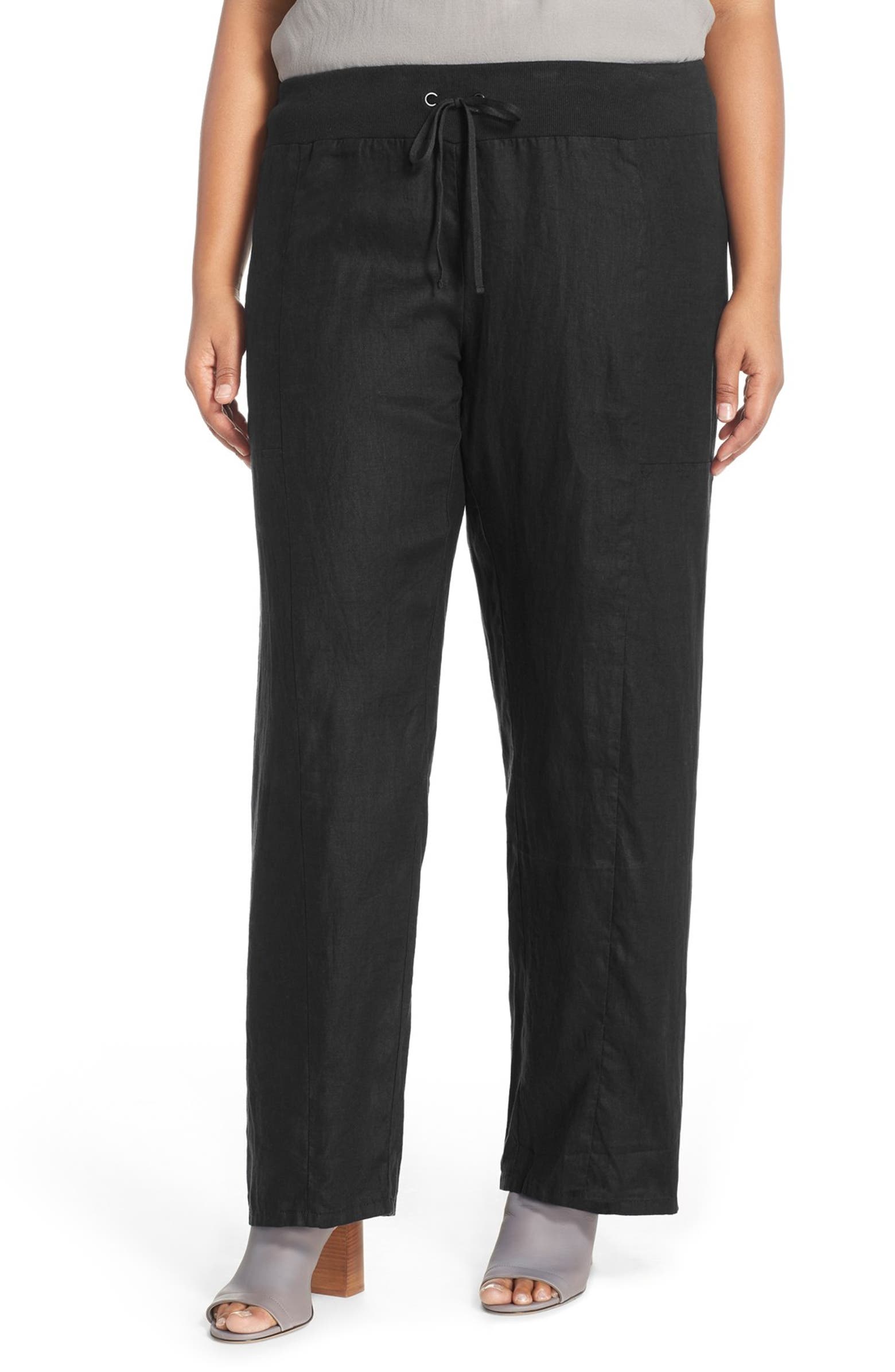 Eileen Fisher Organic Linen Wide Leg Pants (Plus Size) | Nordstrom