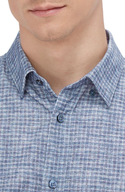 Shop Bugatchi Karl Shaped Fit Plaid Cotton Button-up Shirt In Dusty Blue