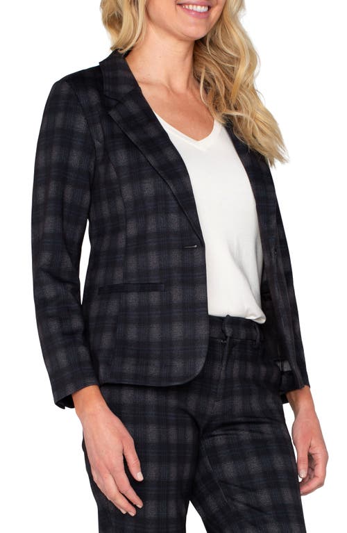 Shop Liverpool Los Angeles Plaid Fitted Blazer In Charcoal Grey/blueberry Plaid