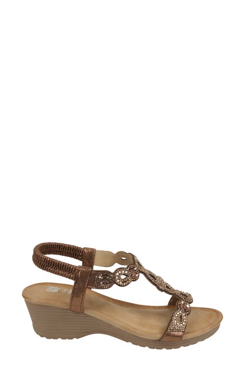 Good Choice New York Damaris Embellished Ankle Strap Wedge Sandal In Bronze