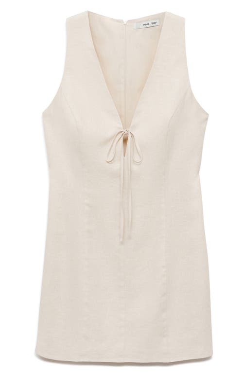 Shop Mango Tie Front Linen Blend Minidress In Beige