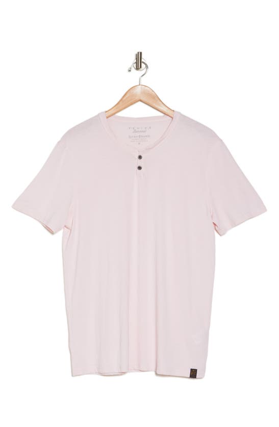 Shop Lucky Brand Button Notch Neck T-shirt In Pink Dogwo