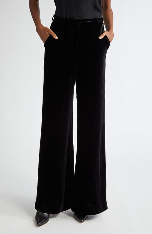 Shop L Agence L'agence Pilar Wide Leg Velvet Pants In Black