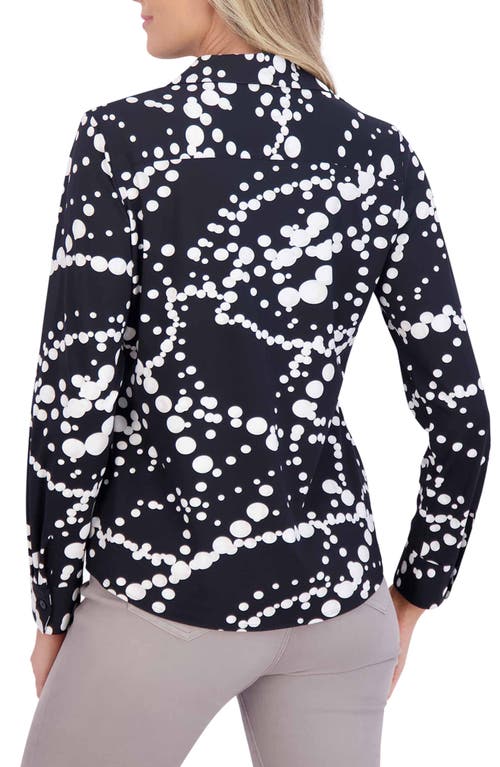 Shop Foxcroft Mary Dot Print Jersey Button-up Shirt In Black/white