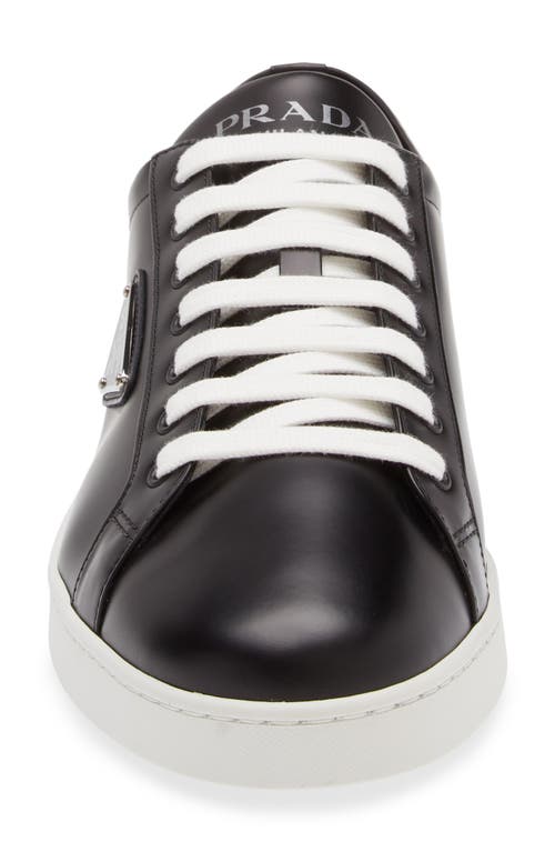 Shop Prada Lane Triangle Logo Low Top Leather Sneaker In Nero