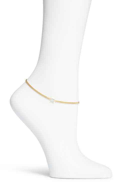 Cubic Zirconia Cuban Chain Anklet in Gold/White