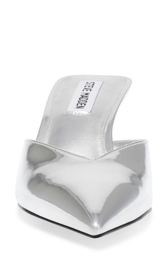 Shop Steve Madden Mod Pointed Toe Mule Pump In Silver Foil