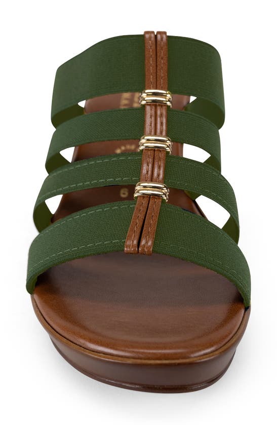 Italian Shoemakers Clover 4-band Wedge Sandal In Olive