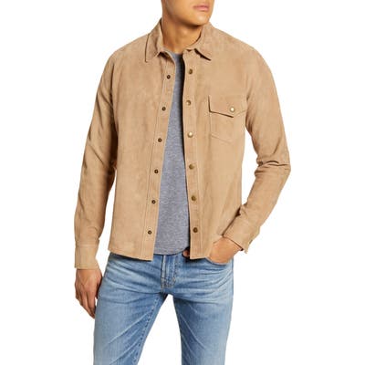 Billy Reid One Pocket Suede Shirt Jacket, Beige