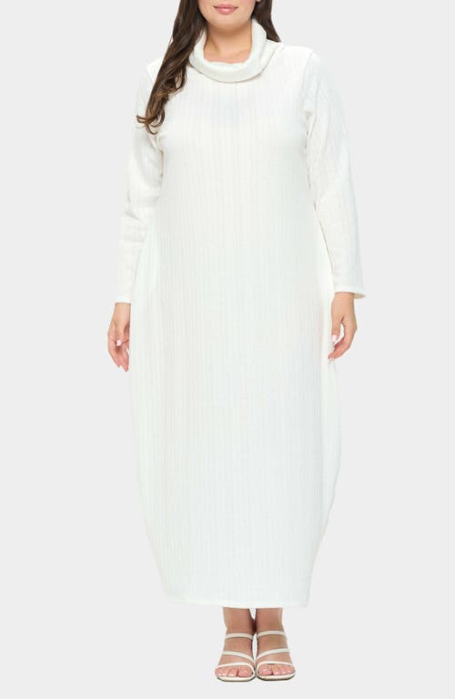 Shop L I V D Lana Cowl Neck Long Sleeve Maxi Sweater Dress In Ivory