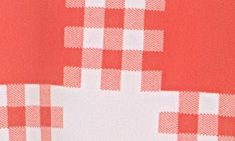 Grey Lab Gingham Check Mini Sweater Dress In Orange