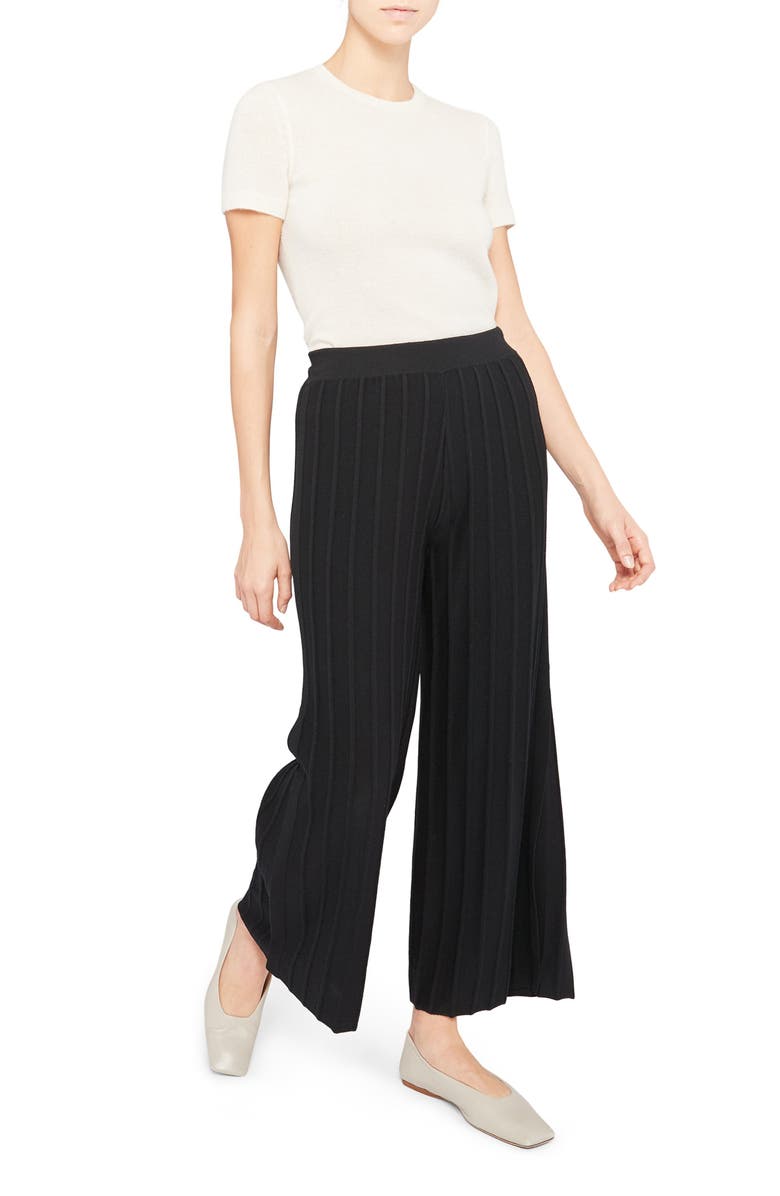 Theory Ribbed Wool Blend Wide Leg Pants, Alternate, color, 