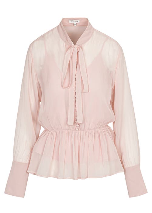 Rebecca Taylor Covered Button Tie Front Blouse In Calamine Pink