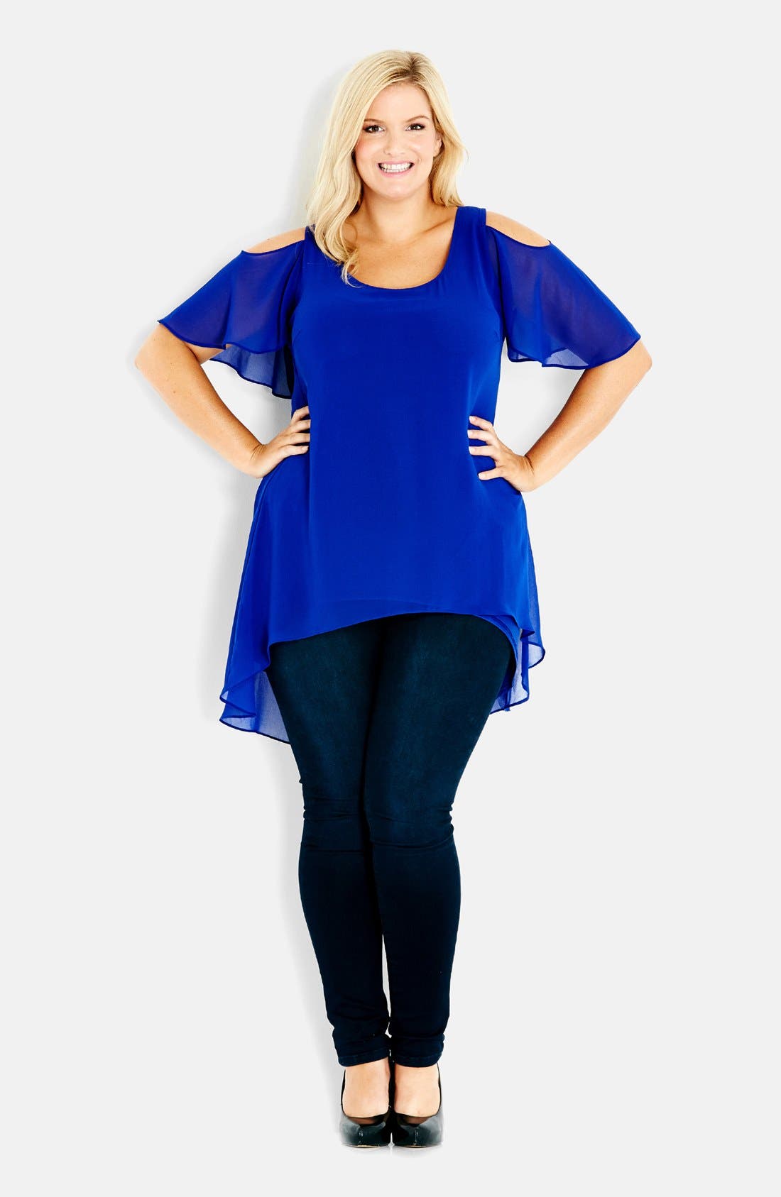City Chic Cold Shoulder High/Low Tunic Top (Plus Size) Nordstrom