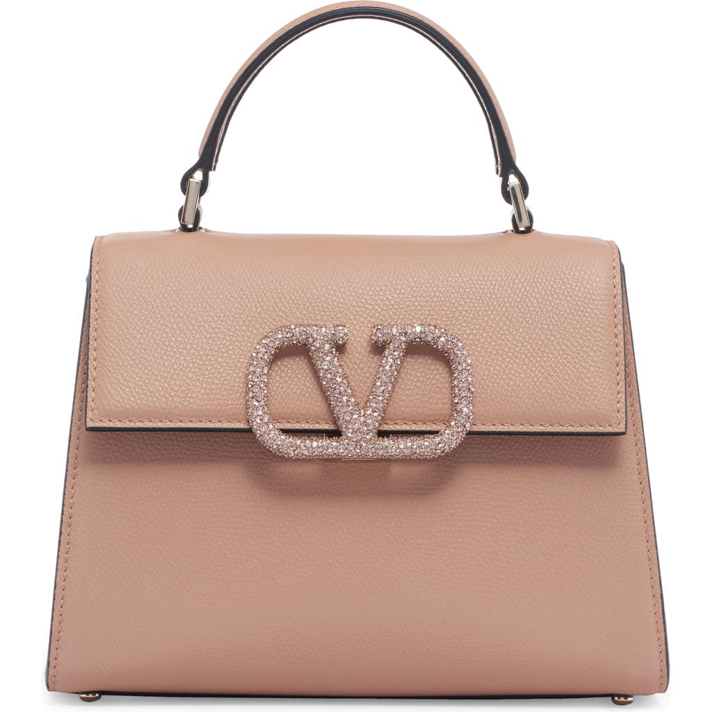 Valentino Garavani Small Vsling Leather Top Handle Bag In Burgundy