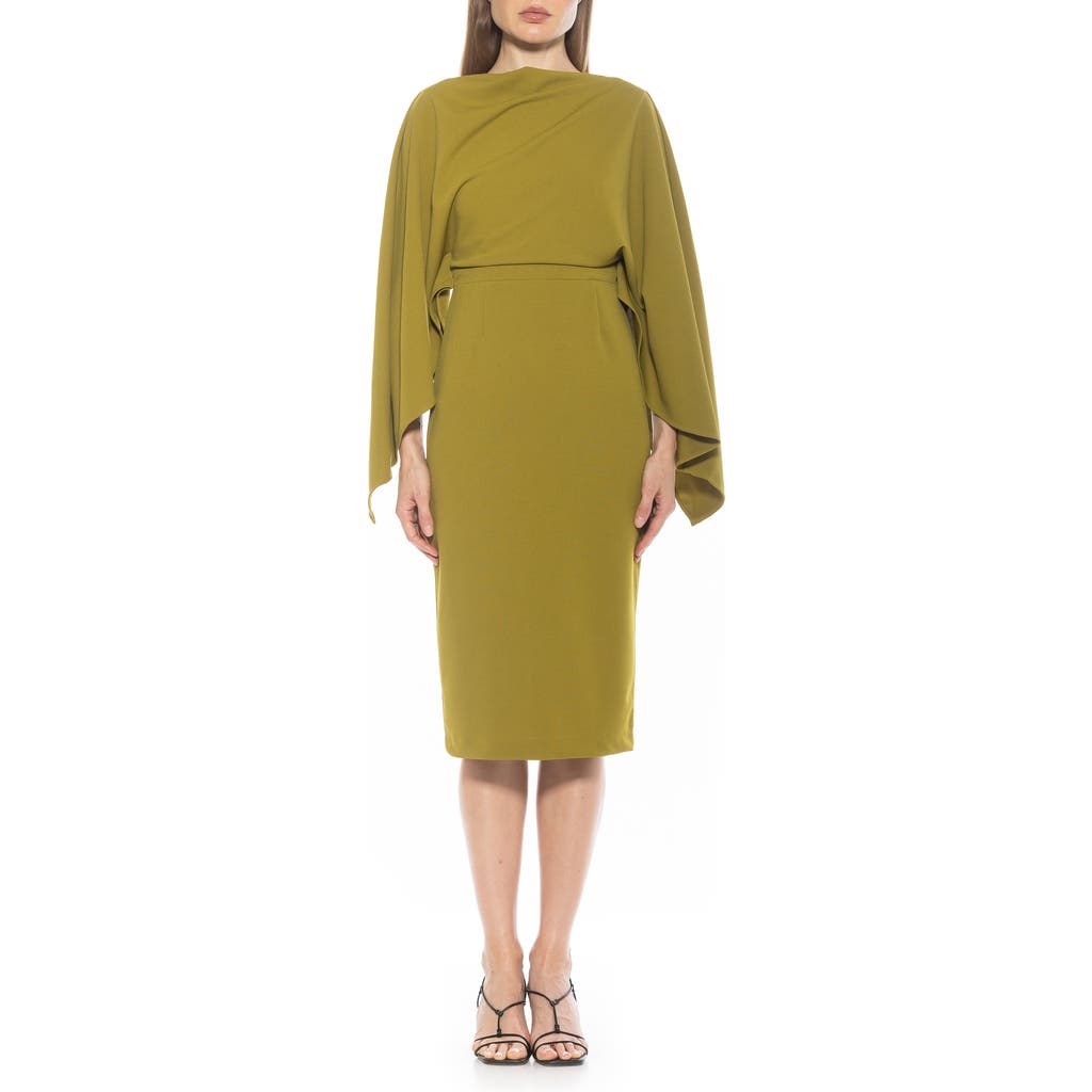 Alexia Admor Vida Cape Sleeve Sheath Dress In Sage