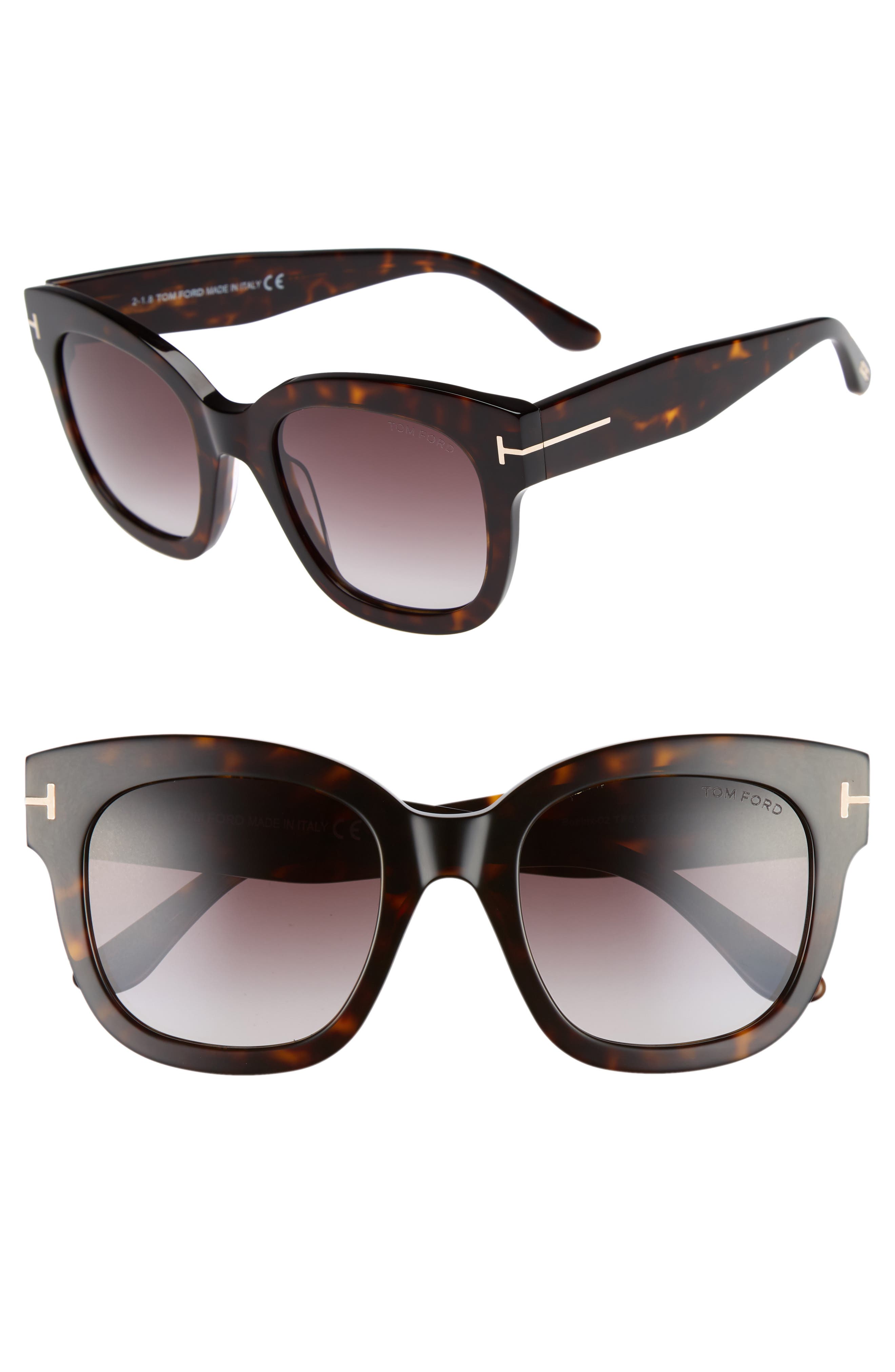 Tom Ford Beatrix 52mm Sunglasses in Dark Havana/Gradient Bordeaux at Nordstrom