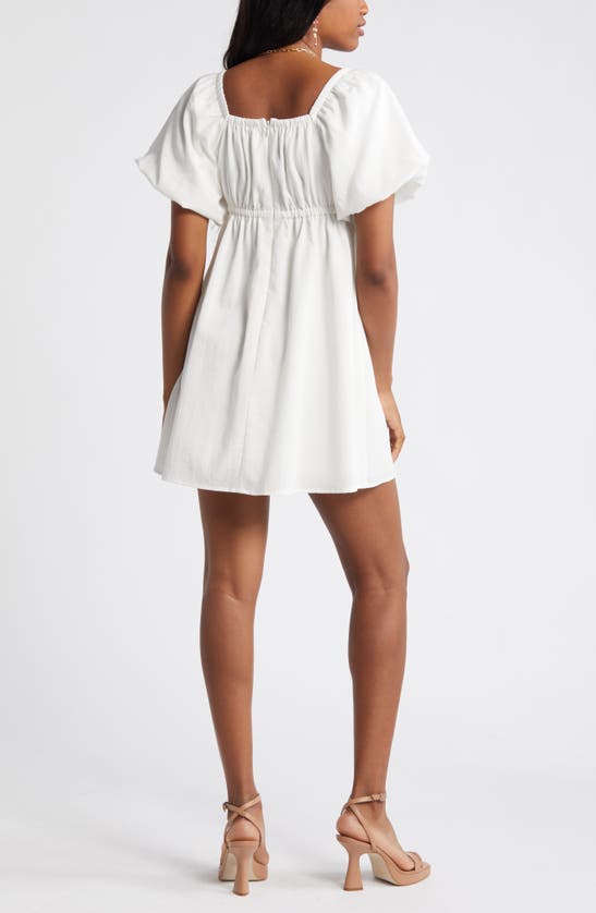 Bp. Puff Sleeve Minidress In White Blanc