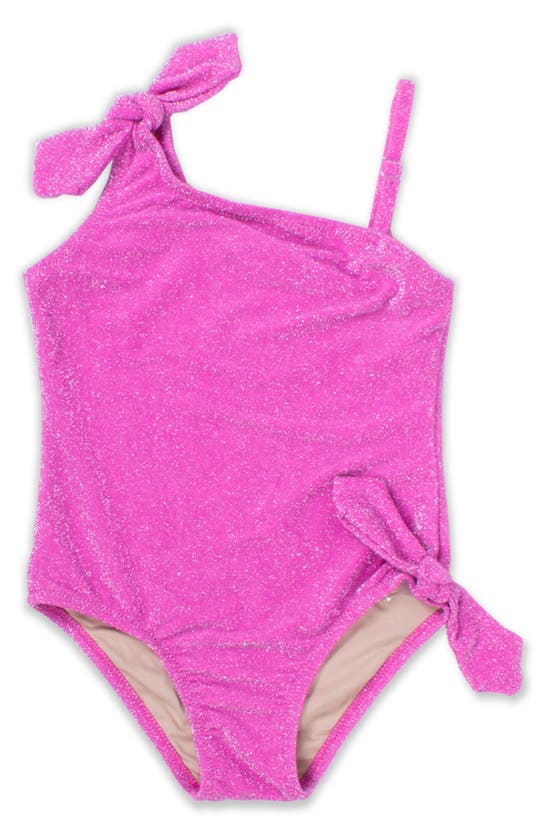 Shade Critters Kids' Shimmer Asymmetric One-piece Swimsuit In Pink