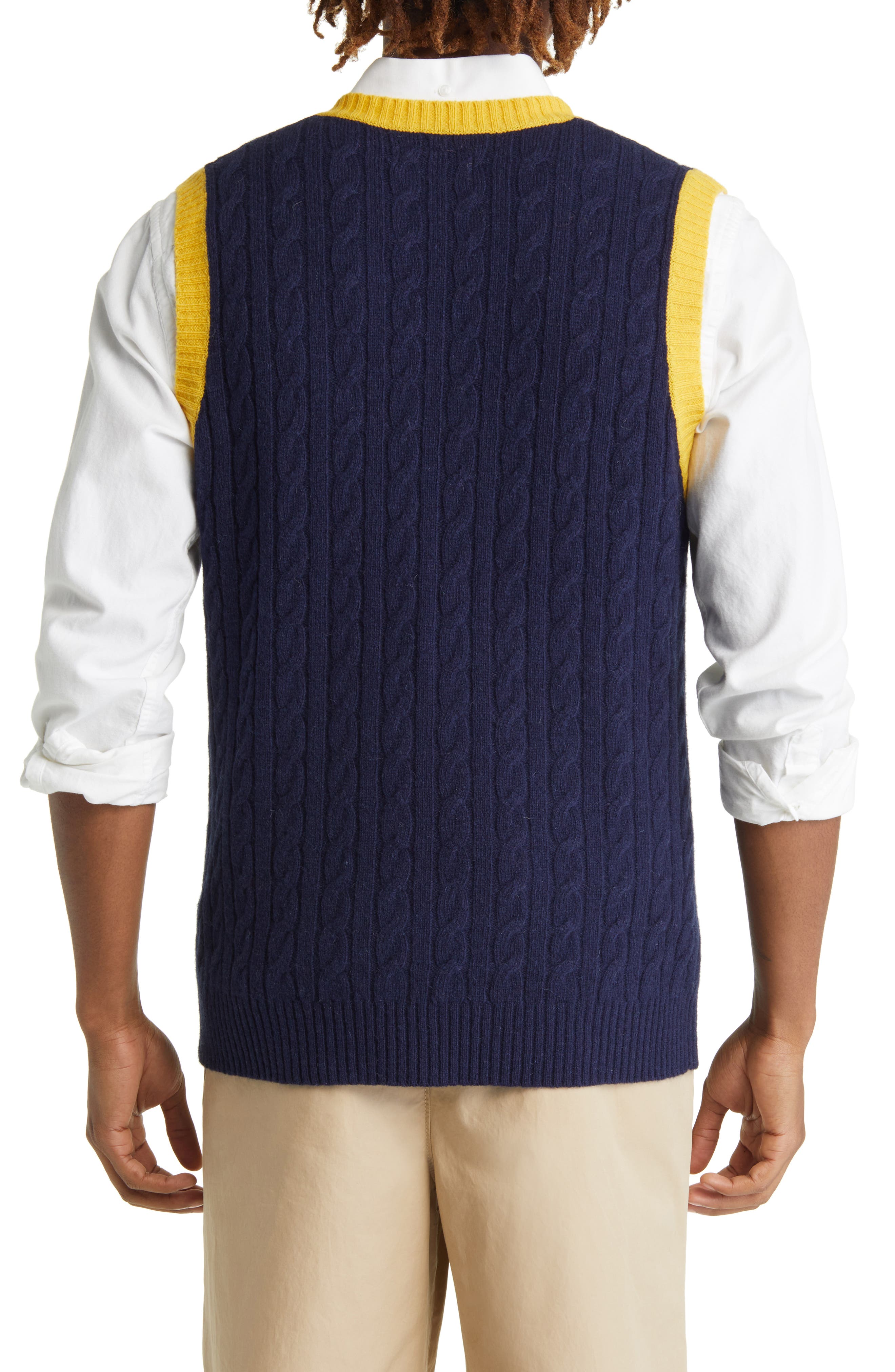 BEAMS Men's 2Tone Cable Knit Wool 