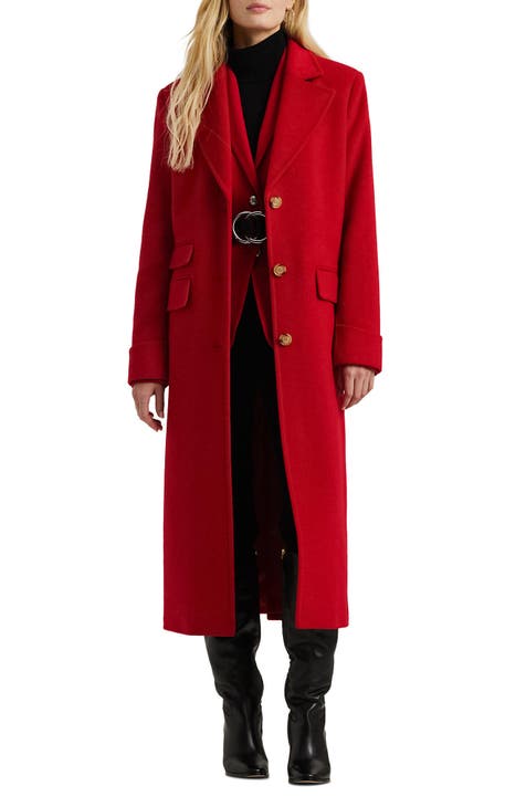 Dark red wool coat womens best sale