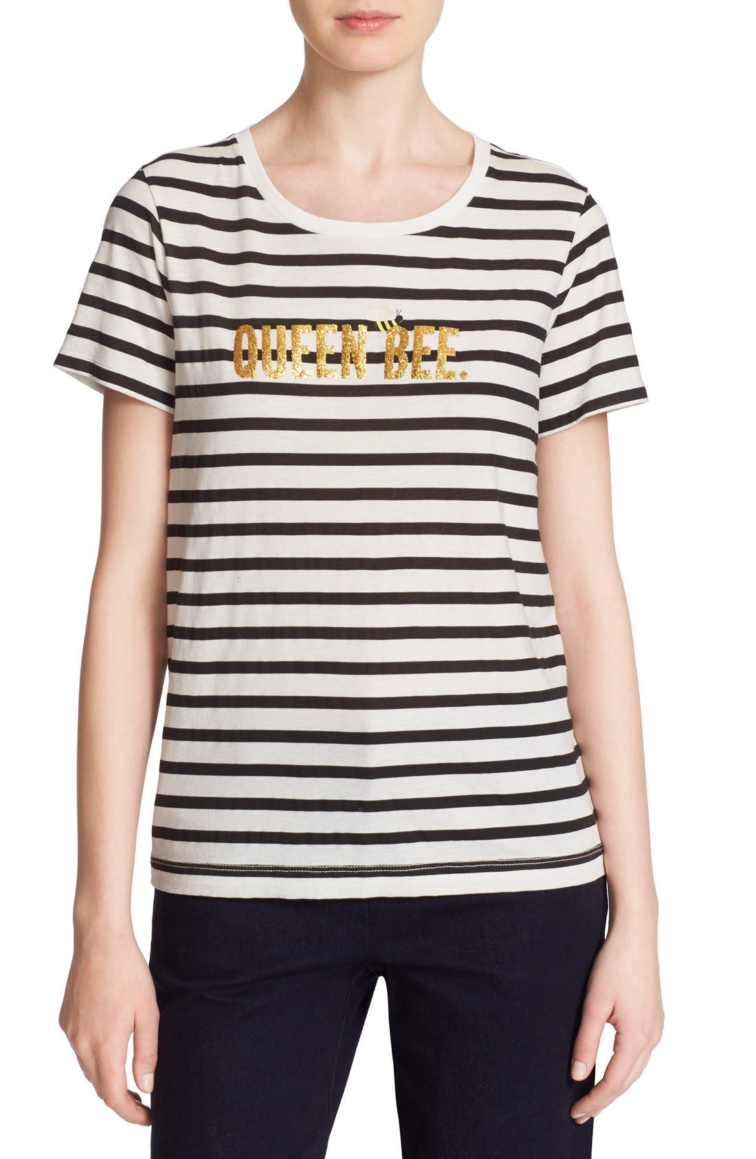 kate spade new york 'queen bee' stripe cotton tee Nordstrom