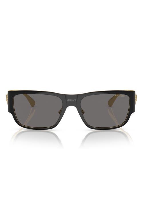 Versace 56mm Polarized Square Sunglasses in Black at Nordstrom