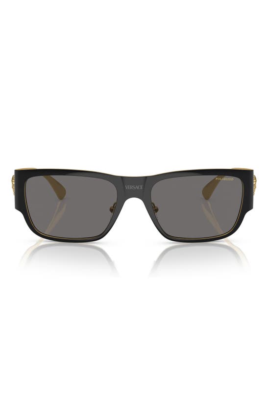 Versace 56mm Polarized Square Sunglasses In Black