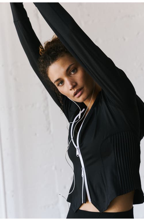 Free People Fp Movement Playin' For Keeps Track Jacket In Black Combo