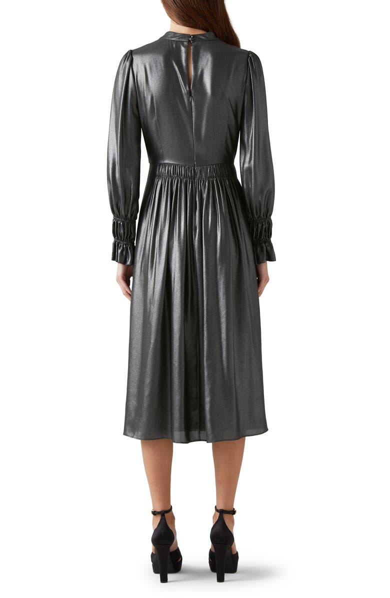 LK Bennett Louise Metallic Lamé Long Sleeve Midi Dress | Nordstrom