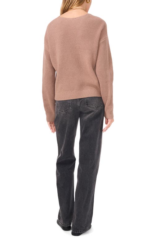 Shop 1.state Diagonal Rib V-neck Sweater In Taupe