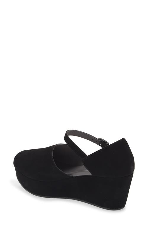 Chocolat Blu Wido Ankle Strap Peep Toe Platform Wedge Sandal In Black Suede