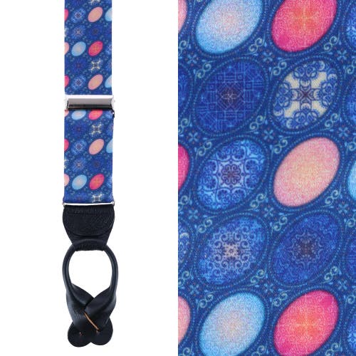 Trafalgar Futuristic Paisley Themed Silk Button End Suspenders in Multiple 