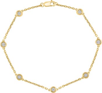 EFFY Sterling Silver Bezel Set Diamond Chain Bracelet - 0.07 ctw ...