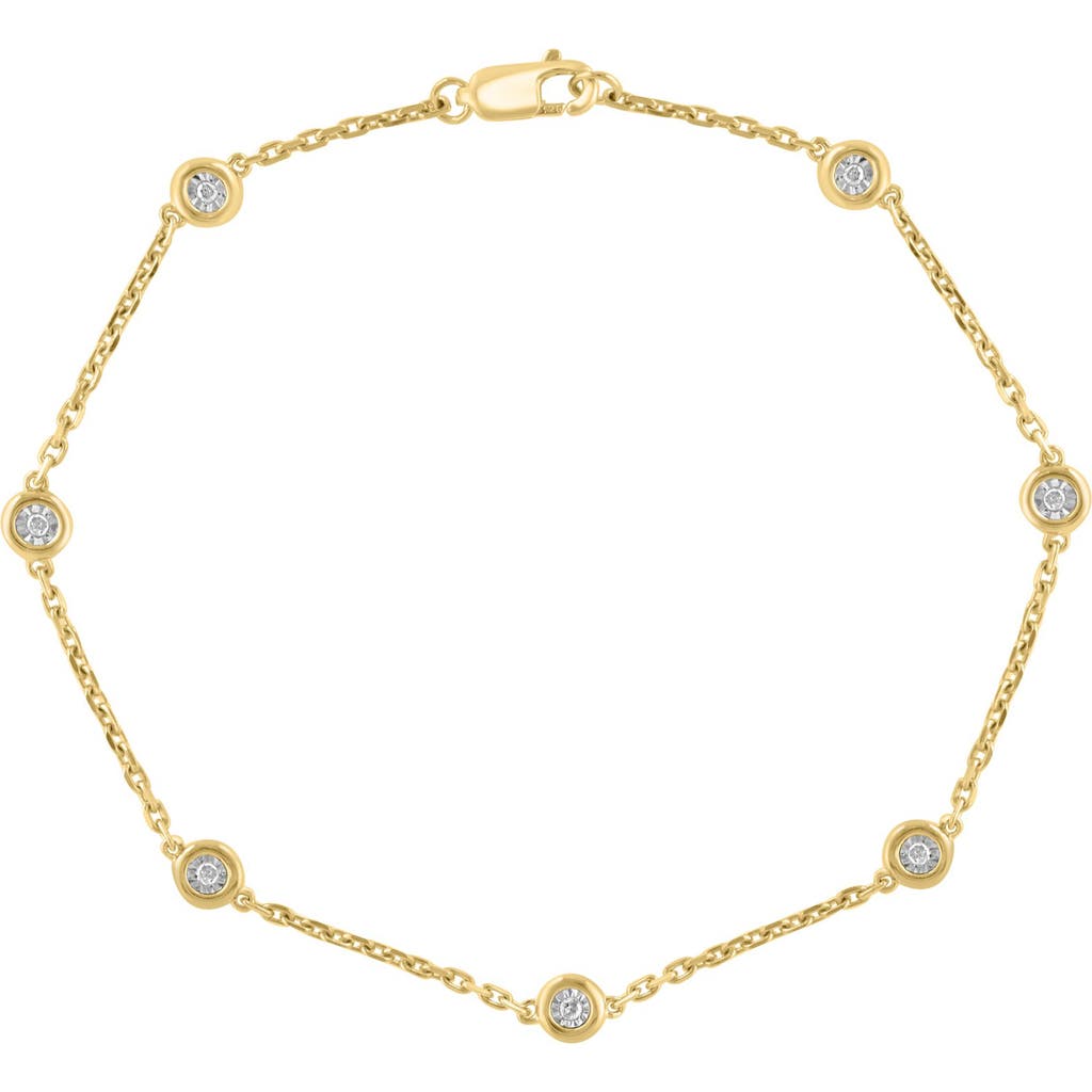 Effy Sterling Silver Bezel Set Diamond Chain Bracelet In Yellow Gold
