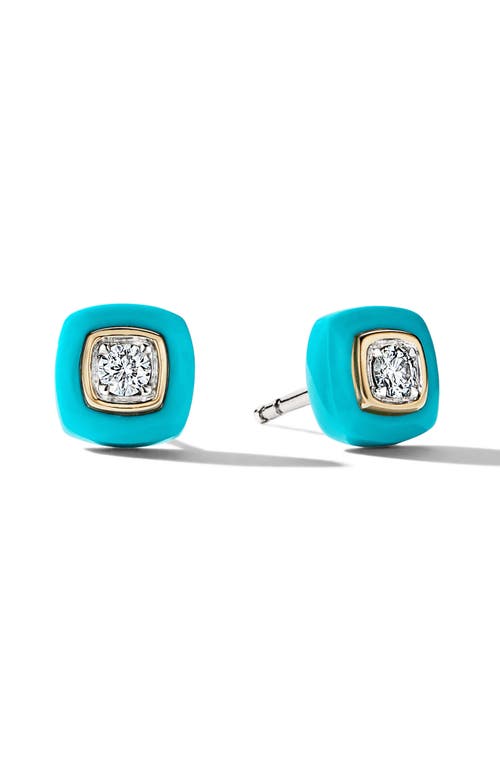 The Brilliant Diamond Stud Earrings in Turquoise