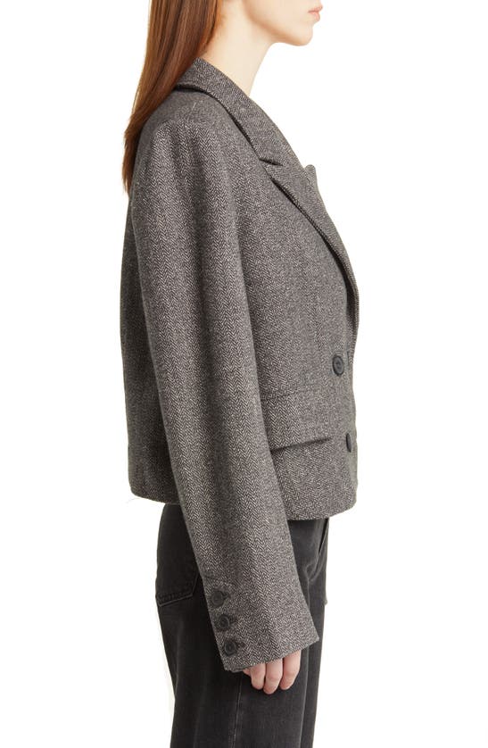 Free People Heritage Double Breasted Crop Blazer In Grey Combo