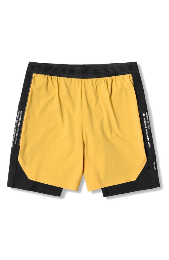 Shop Asrv Aerotex Hybrid Liner Shorts In Amber/ Black
