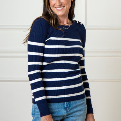 HOPE & HENRY CREW NECK BUTTON SWEATER