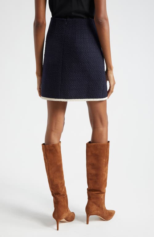 Shop Veronica Beard Roman Tweed Miniskirt In Navy