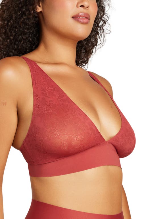 Siella Soft Lace Plunge Non-padded Bra In Rosewood
