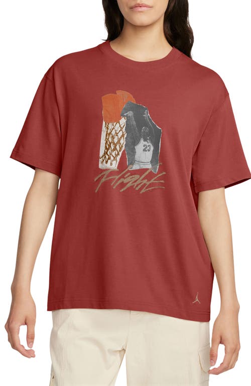 Jordan Collage Girlfriend Oversize T-shirt In Dune Red/legend Medium Brown