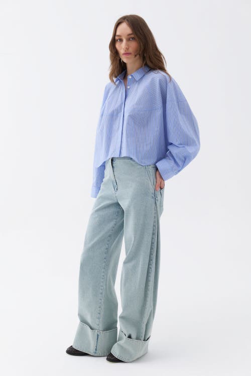 Shop Nocturne Oversized Button-up Shirt In Blue