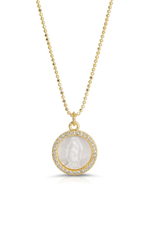 Petite Mother Mary Pendant Necklace in Gold